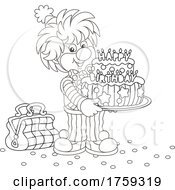 Clown Holding A Birthday Cake