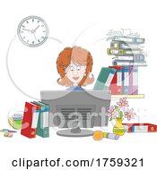 White Businesswoman Working At Her Computer