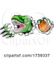 Poster, Art Print Of Dinosaur Basketball Player Animal Sports Mascot