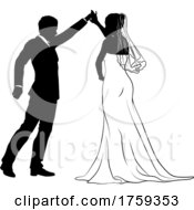 Bride And Groom Couple Wedding Dress Silhouettes by AtStockIllustration