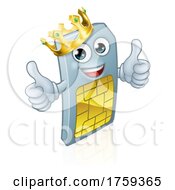 Mobile Phone Sim Card King Cartoon Mascot