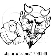 Devil Satan Mascot Cartoon Character Pointing by AtStockIllustration