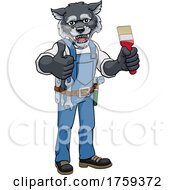 Poster, Art Print Of Wolf Painter Decorator Holding Paintbrush