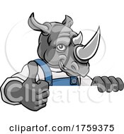Poster, Art Print Of Rhino Mascot Decorator Gardener Handyman Worker