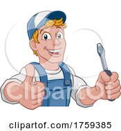 Electrician Cartoon Handyman Plumber Mechanic by AtStockIllustration