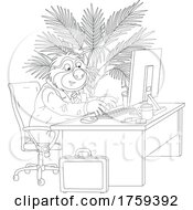 Poster, Art Print Of Black And White Business Sloth Working At A Desk