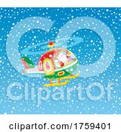 Poster, Art Print Of Santa Flying A Christmas Helicopter