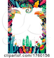 Poster, Art Print Of Mexican Cactus And Animal Border