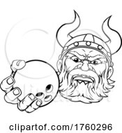 Poster, Art Print Of Viking Ten Pin Bowling Ball Sports Mascot Cartoon