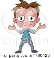 Poster, Art Print Of Happy Man With Arms Raised Cartoon