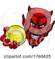 Poster, Art Print Of Devil Satan Tennis Ball Sports Mascot Cartoon