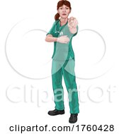 Doctor Or Nurse Woman In Scrubs Uniform Pointing by AtStockIllustration