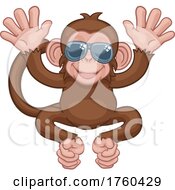 Monkey Sunglasses Cartoon Animal Mascot Waving