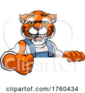 Poster, Art Print Of Tiger Mascot Plumber Mechanic Handyman Worker