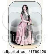 Poster, Art Print Of Full Length Portrait Of A Beautiful Woman In A Pink Dress