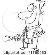 Poster, Art Print Of Black And White Cartoon Male Tailor