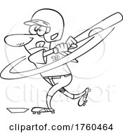 Poster, Art Print Of Black And White Cartoon Male Baseball Player Batting