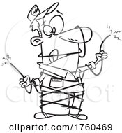 Poster, Art Print Of Black And White Cartoon Terrible Electrician