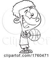 Poster, Art Print Of Black And White Cartoon Basketball Boy