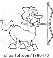 Black And White Cartoon Centaur Archer