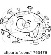 Black And White Cartoon Grinning Corona Virus