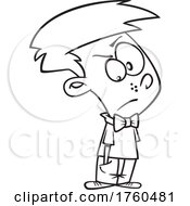 Black And White Cartoon Boy Unhappy About Being Dressed Up