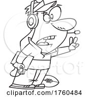 Black And White Cartoon Tough Football Coach by toonaday