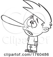Black And White Cartoon Boy Liar With A Long Nose by toonaday