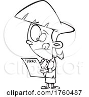 Black And White Cartoon Girl Taking A Survey by toonaday