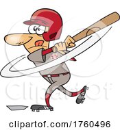 Cartoon Male Baseball Player Batting