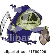 Cartoon Grim Reaper Holding A Bag