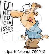 Cartoon Man Squinting To Read An Eye Chart by toonaday