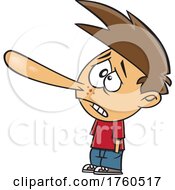 Cartoon Boy Liar With A Long Nose