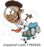 Cartoon Young Businessman Playing On An Office Chair
