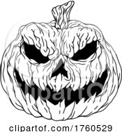 Poster, Art Print Of Halloween Scary Evil Pumpkin Jack O Lantern