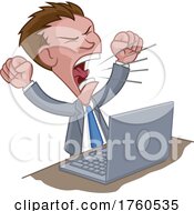 Angry Business Man Boss Shouting At Laptop Cartoon by AtStockIllustration