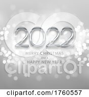 Poster, Art Print Of Silver Happy New Year Background With Metallic Lettering