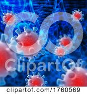 3D Abstract Medical Background With Virus Cells And DNA Strands