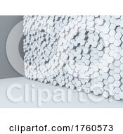 Poster, Art Print Of 3d Abstract Background Of A Wall Of Extruding Hexagons