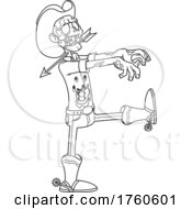 Poster, Art Print Of Cartoon Black And White Zombie Cowboy With An Arrow Through His Neck