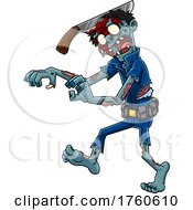 Poster, Art Print Of Cartoon Zombie With A Knife Through His Head
