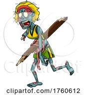 Poster, Art Print Of Cartoon Female Zombie With A Wood Shard Through Her Torso