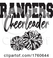 Poster, Art Print Of Black And White Pom Poms Under Rangers Cheerleader Text