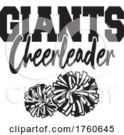 Black And White Pom Poms Under GIANTS Cheerleader Text