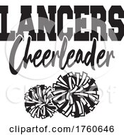 Poster, Art Print Of Black And White Pom Poms Under Langers Cheerleader Text