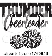 Black And White Pom Poms Under THUNDER Cheerleader Text