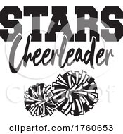 Poster, Art Print Of Black And White Pom Poms Under Stars Cheerleader Text