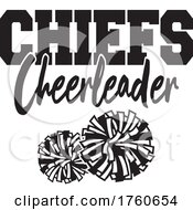 Black And White Pom Poms Under CHIEFS Cheerleader Text