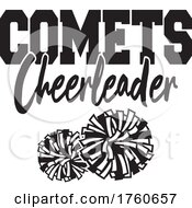Poster, Art Print Of Black And White Pom Poms Under Comets Cheerleader Text