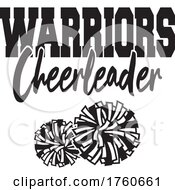 Poster, Art Print Of Black And White Pom Poms Under Warriors Cheerleader Text